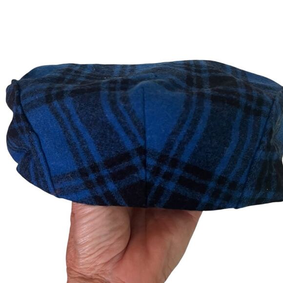 Pendleton Pure Virgin Wool Blue Plaid Cabbie Hat Mens Large Newsboy Classic - Picture 3 of 7
